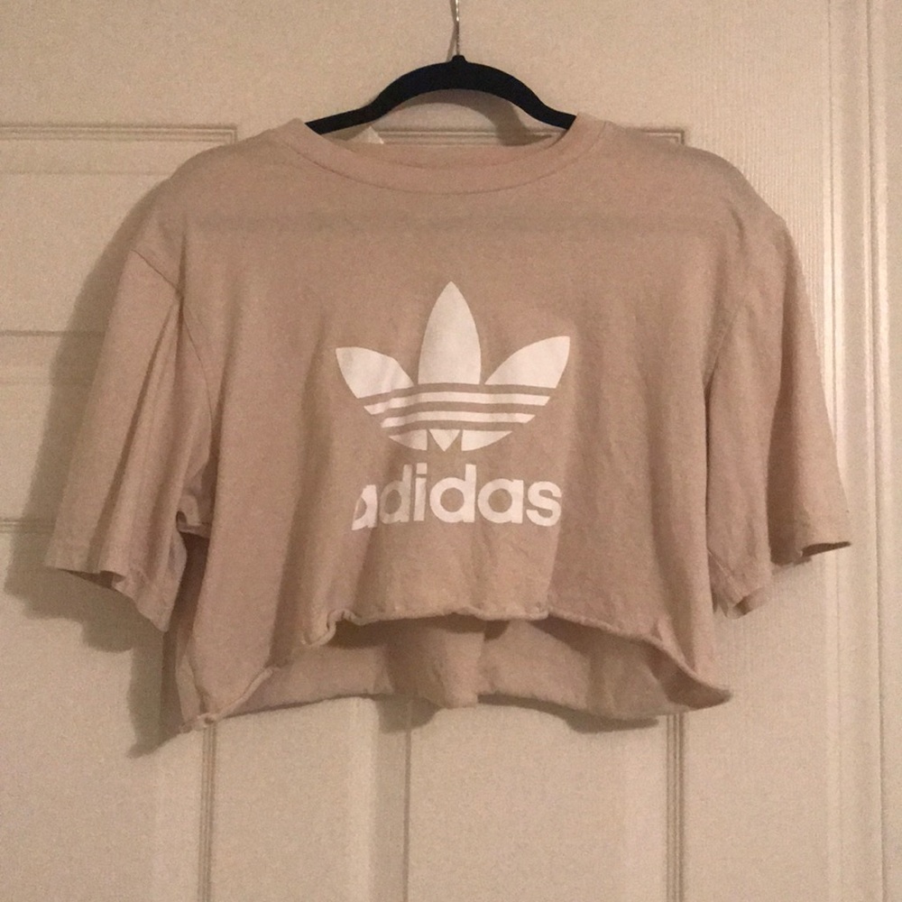Adidas cream cropped tee